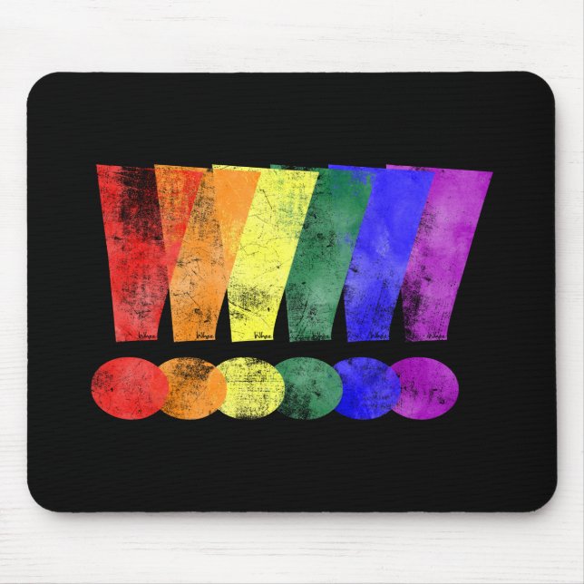 LGBTQ Pride Exclamation Points Mouse Mat (Front)