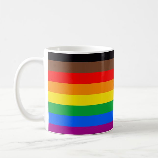 LGBTQ Pride Flag (8 Stripes) Coffee Mug (Left)