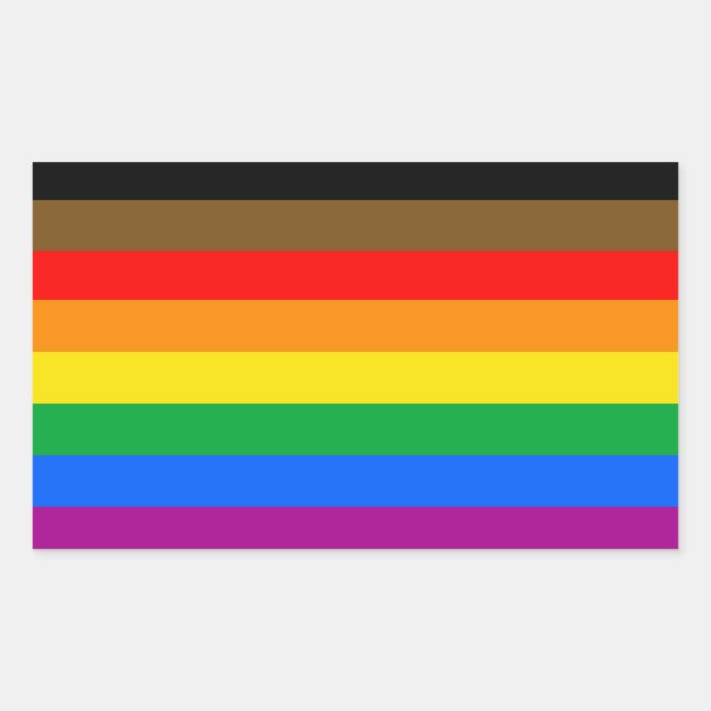 LGBTQ Pride Flag (8 Stripes) Rectangular Sticker (Front)