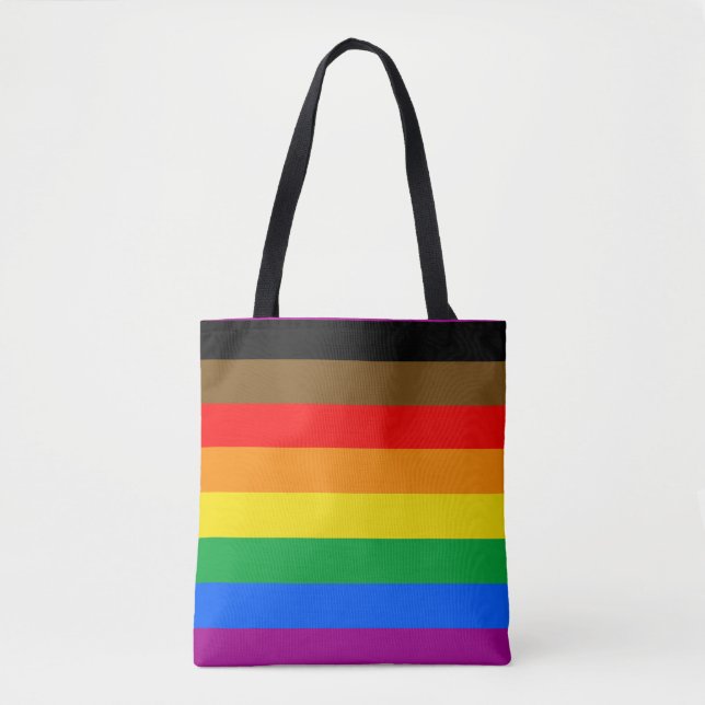 LGBTQ Pride Flag (8 Stripes) Tote Bag (Front)