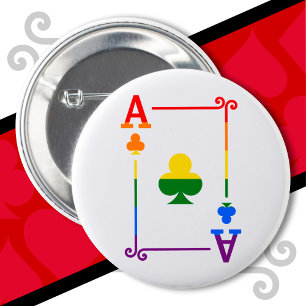 LGBTQ Pride Flag Playing Cards Ace Card Ace Clubs 6 Cm Round Badge