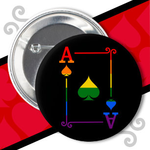 LGBTQ Pride Flag Playing Cards Ace Card Ace Spades 6 Cm Round Badge