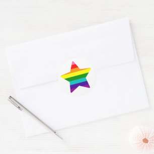 LGBTQ Pride Flag Rainbow Christmas Star Classic Round Sticker