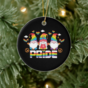 LGBTQ - Pride - Garden Gnome - Rainbow Colour Ceramic Tree Decoration