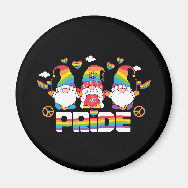 LGBTQ - Pride - Garden Gnome - Rainbow Colour Magnet (Front)