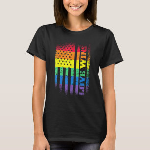 Lgbtq Pride Gay Equality Rainbow American Flag Lov T-Shirt