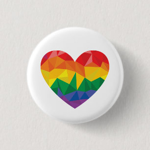 LGBTQ+ Pride Geometric Heart Rainbow 3 Cm Round Badge