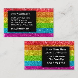LGBTQ Pride Glitter Rainbow MakeUp Artist Bling Bu Business Card