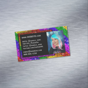 LGBTQ Pride Glitter Rainbow Social Media Artist    Magnetic Business Card
