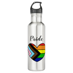 LGBTQ+ Pride Heart Stainless Steel Water Bottle