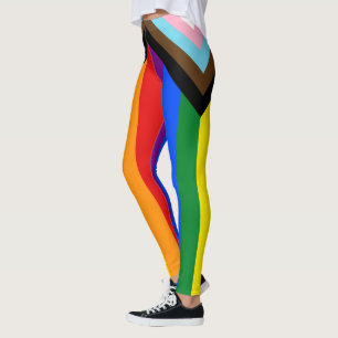 LGBTQ & Pride Leggings - Rainbow Progress Flag