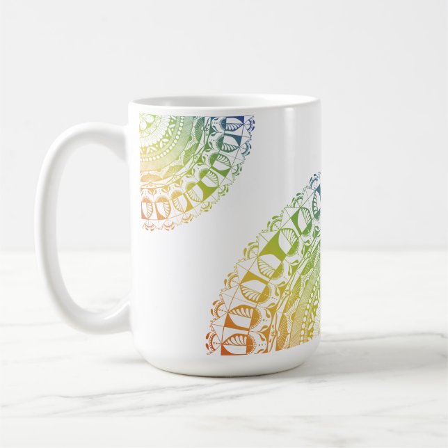 LGBTQ+ Pride Mandala Mug-Colorful Symbolic Design Coffee Mug (Left)