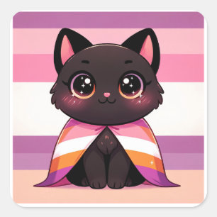 LGBTQ+ pride month Lesbian flag Lesbian cat LGBT Square Sticker