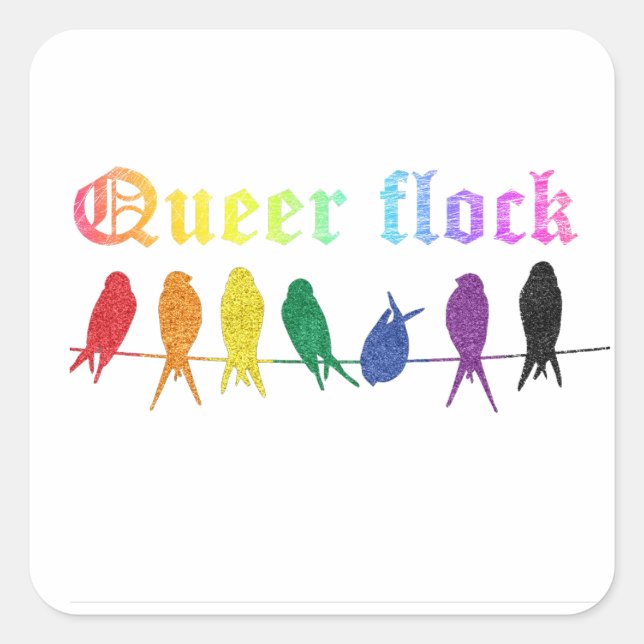 LGBTQ pride month rainbow flag flock  Square Sticker (Front)