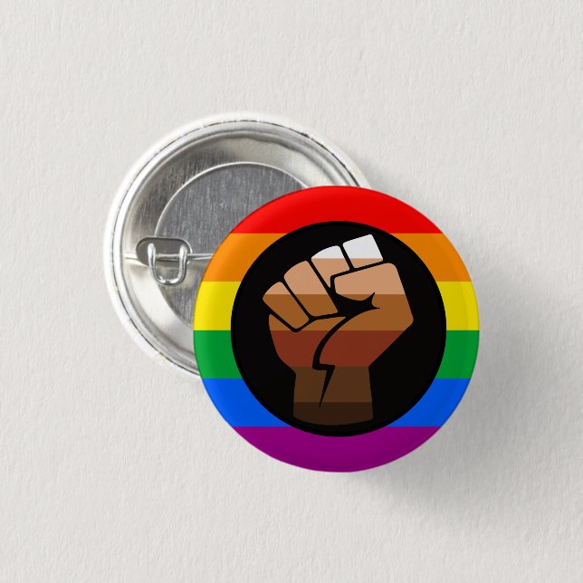 LGBTQ PRIDE (POC Fist Pride) 3 Cm Round Badge (Front & Back)