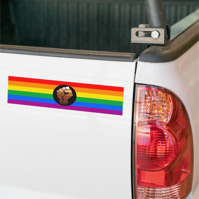 LGBTQ PRIDE (POC Fist Pride) Bumper Sticker (On Truck)