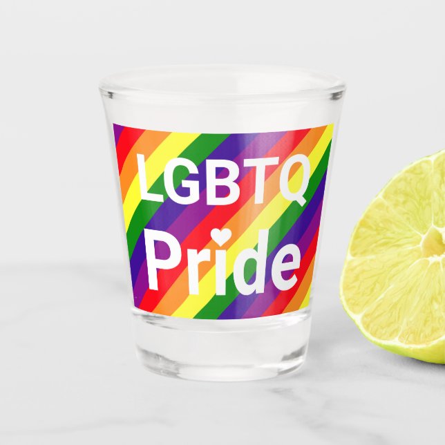 LGBTQ Pride Rainbow 6 Stripe Shot Glass (Front)