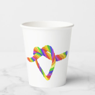 LGBTQ+ / PRIDE Rainbow Colors Heart-Shaped Knot Paper Cups