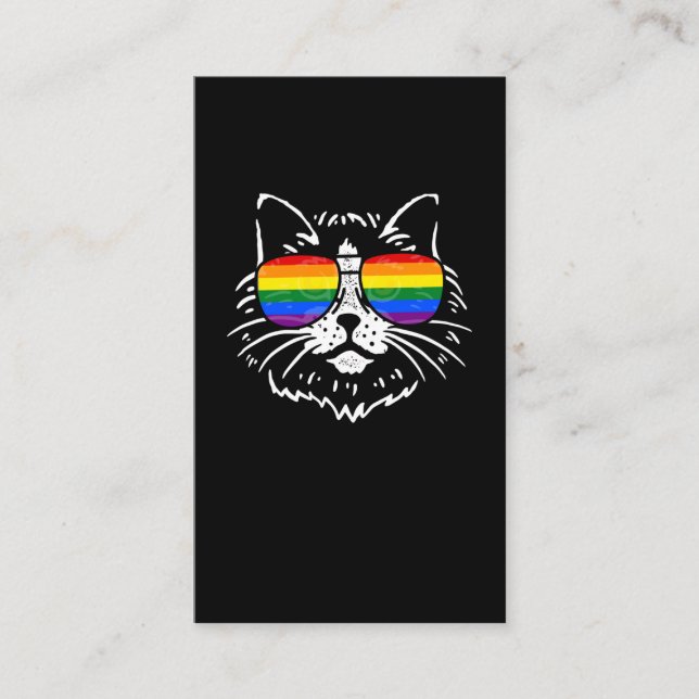 LGBTQ Pride Rainbow Colourful Sunglasses Cat Lover Business Card (Front)