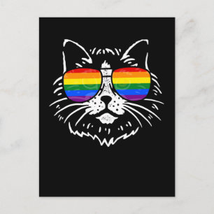 LGBTQ Pride Rainbow Colourful Sunglasses Cat Lover Postcard