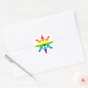 LGBTQ Pride Rainbow Colours Christmas Snowflake Classic Round Sticker