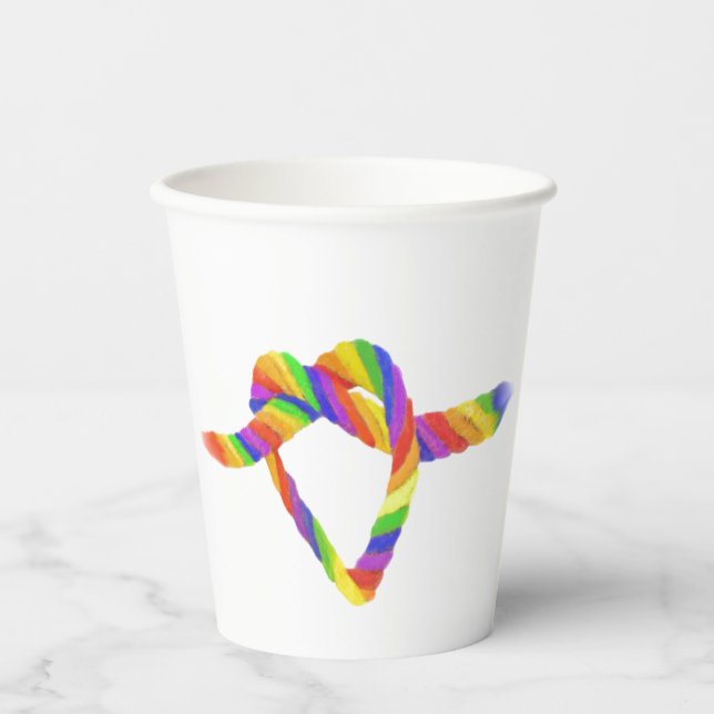 LGBTQ+ / PRIDE Rainbow Colours Heart-Shaped Knot  Paper Cups (Front)
