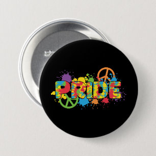 LGBTQ - Pride - Rainbow Colours Paint Splashes 7.5 Cm Round Badge