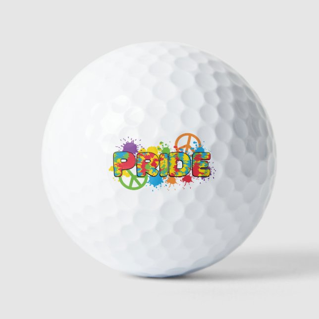 LGBTQ - Pride - Rainbow Colours Paint Splashes Golf Balls (Front)
