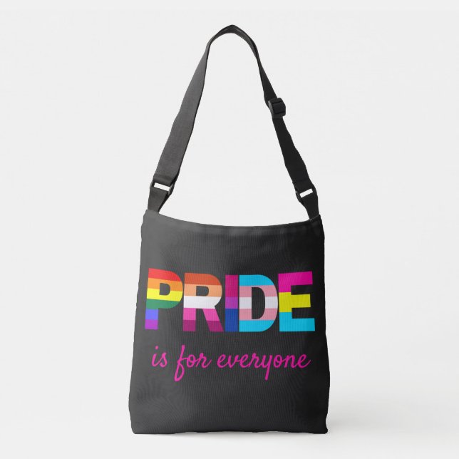 LGBTQ Pride Rainbow Colours Typography Crossbody Bag (Front)