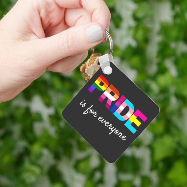 LGBTQ Pride Rainbow Colours Typography Key Ring (Hand)