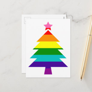 LGBTQ Pride Rainbow Flag Christmas Tree Holiday Postcard
