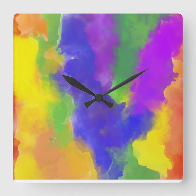 LGBTQ+ Pride Rainbow Flag colours Abstract Design Square Wall Clock (Front)