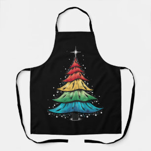 LGBTQ Pride Rainbow Flag Gay Christmas Tree Gifts Apron