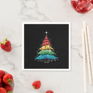 LGBTQ Pride Rainbow Flag Gay Christmas Tree Gifts Napkin