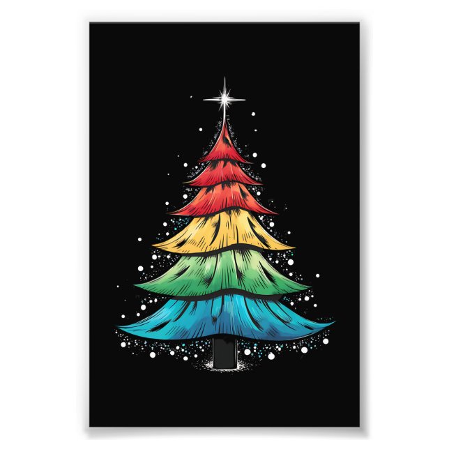 LGBTQ Pride Rainbow Flag Gay Christmas Tree Gifts Photo Print (Front)
