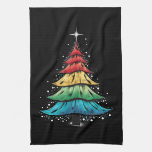 LGBTQ Pride Rainbow Flag Gay Christmas Tree Gifts Tea Towel