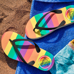 LGBTQ Pride rainbow flag heart Flip Flops