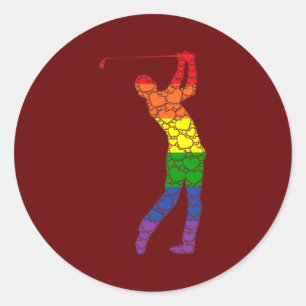 LGBTQ Pride Rainbow Flag Love Hearts Golf swing Classic Round Sticker