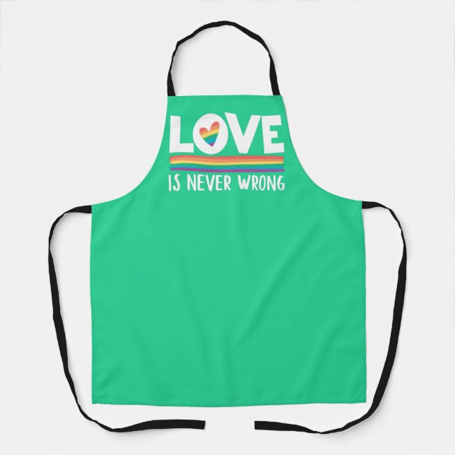 LGBTQ Pride rainbow flag Love is never wrong Apron (Front)