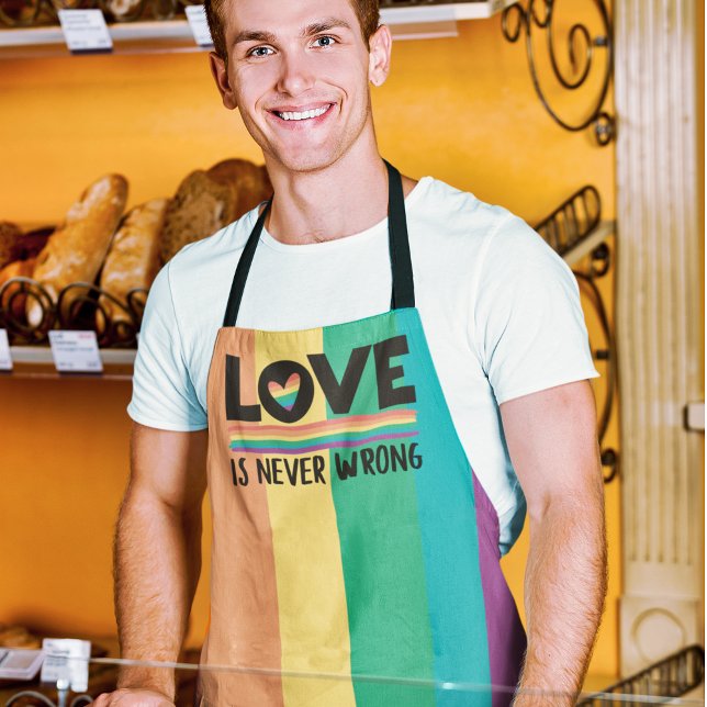 LGBTQ Pride rainbow flag Love is never wrong Apron (Creator Uploaded)