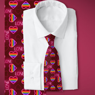 LGBTQ+ Pride Rainbow Hearts  Tie