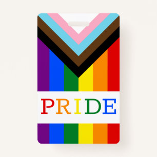 LGBTQ & Pride - Rainbow Progress Flag Badge ID Badge