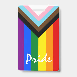 LGBTQ & Pride - Rainbow Progress Flag   Badge ID Badge