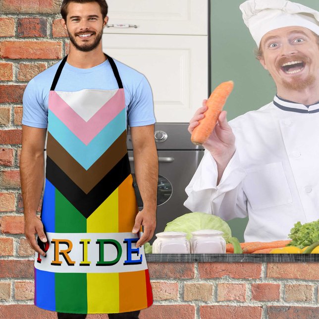 LGBTQ & Pride - Rainbow Progress Flag Chef's Apron (Creator Uploaded)