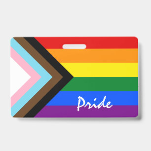 LGBTQ & Pride - Rainbow Progress Flag  ID Badge