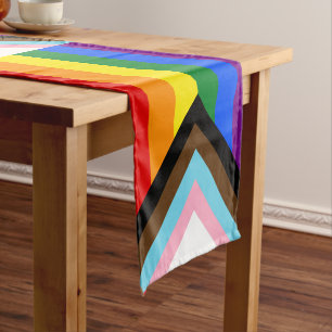 LGBTQ & Pride - Rainbow Progress Flag Short Table Runner