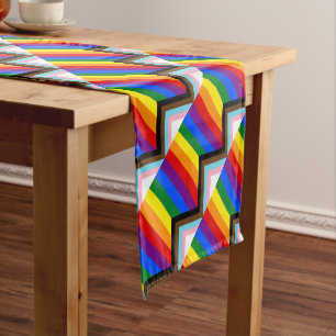 LGBTQ & Pride - Rainbow Progress Flag Short Table  Short Table Runner