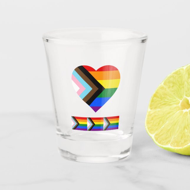 LGBTQ & Pride - Rainbow Progress Flag Shot Glass (Front)