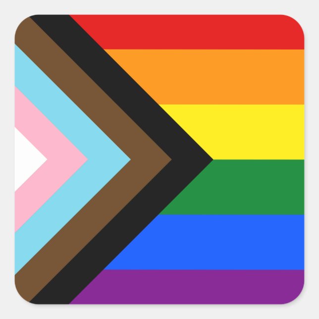 LGBTQ & Pride - Rainbow Progress Flag Stickers (Front)