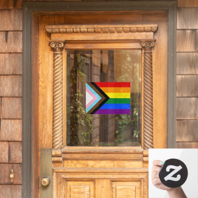 LGBTQ & Pride - Rainbow Progress Flag  Window Cling (Home Door)